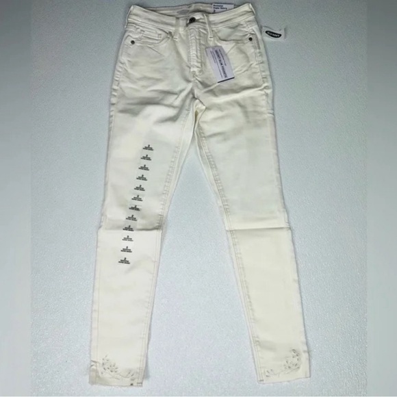 Old Navy High-Waisted Rockstar Super Skinny Off-White Ankle Jeans Size 2 NWT - Picture 5 of 12